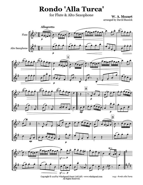 Mozart Turkish March Flute/Alto Saxophone Duet