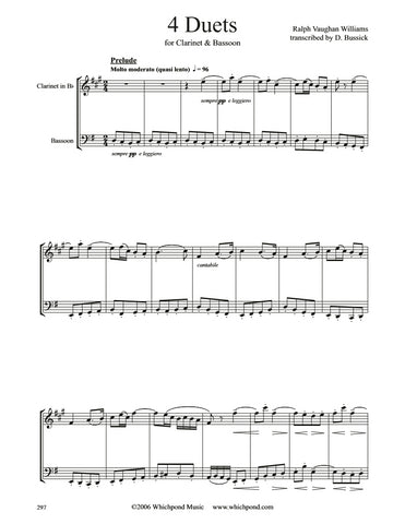 Vaughan Williams 4 Pieces Clarinet/Bassoon Duet