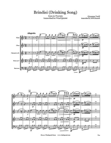 Verdi Drinking Song Wind Quintet