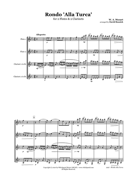 Mozart Turkish March Flute/Clarinet Quartet