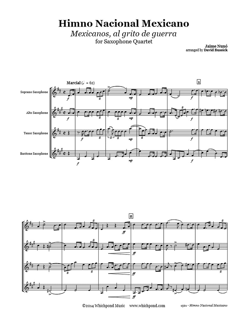 Himno Nacional Mexicano Saxophone Quartet – Whichpond Music