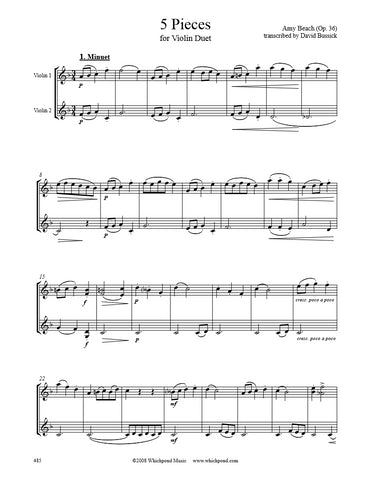 Beach 5 Pieces Violin Duet