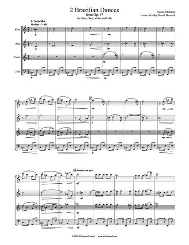 Milhaud 2 Brazilian Dances Flute/Oboe/Violin/Cello Quartet