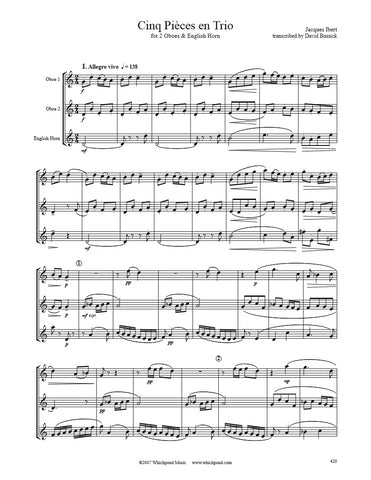 Ibert Cinq Pièces Oboe/English Horn Trio