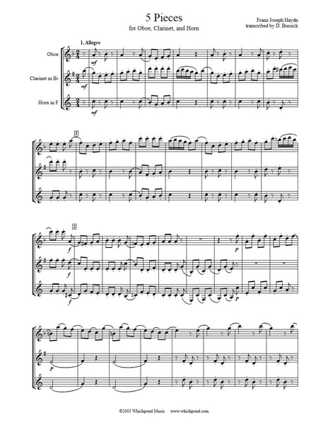 Haydn 5 Pieces Oboe/Clarinet/Horn Trio