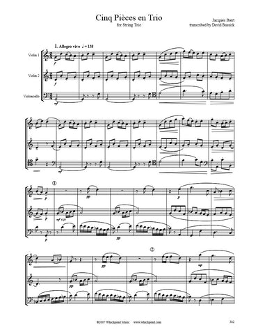 Ibert Cinq Pièces String Trio