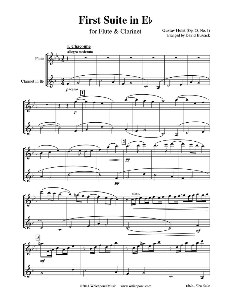 Holst First Suite Flute/Clarinet Duet – Whichpond Music