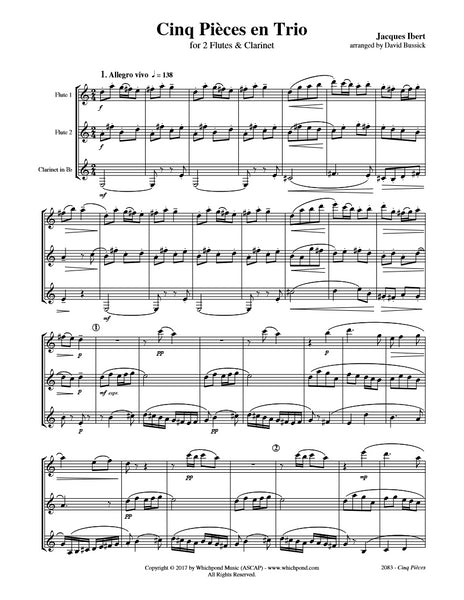Ibert Cinq Pièces Flute/Clarinet Trio