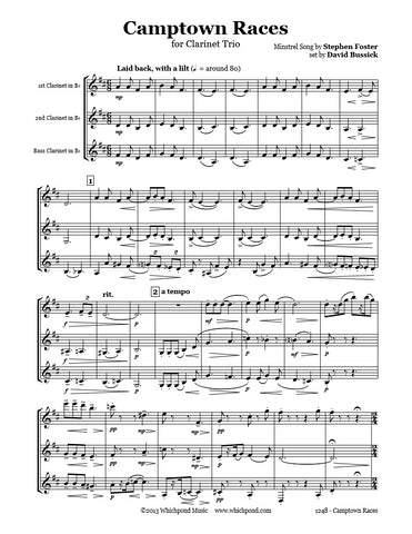 Foster Camptown Races Clarinet Trio