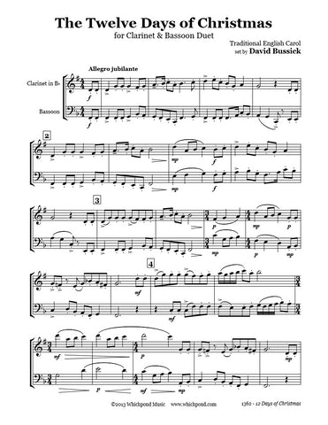 12 Days Of Christmas Clarinet/Bassoon Duet