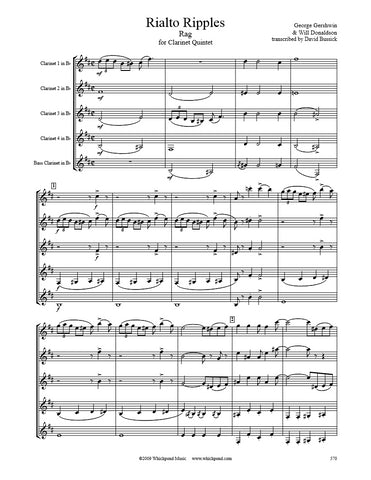 Gershwin Rialto Ripples Rag Clarinet Quintet