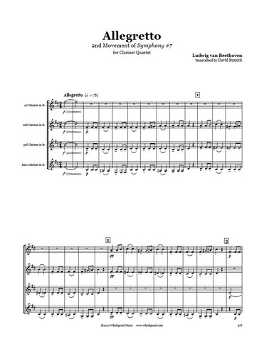 Beethoven Symphony #7 Allegretto Clarinet Quartet