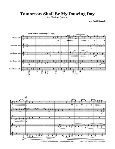 Tommorow Shall Be My Dancing Day Clarinet Quintet
