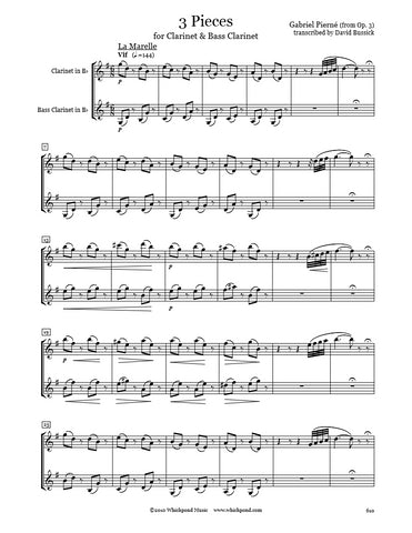 Pierné 3 Pieces Clarinet Duet