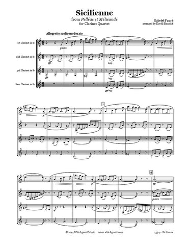 Fauré Sicilienne Clarinet Quartet