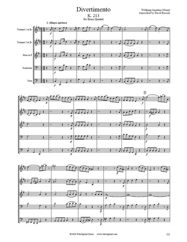 Mozart Divertimento K. 213 Brass Quintet