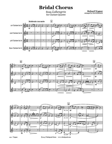 Wagner Wedding March Clarinet Quartet