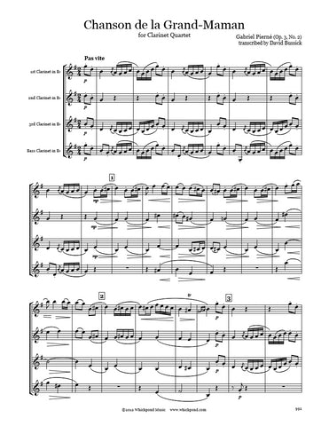 Pierné Chanson de la Grand Maman Clarinet Quartet