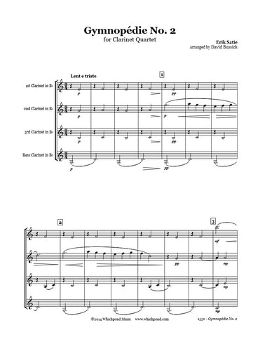 Satie Gymnopedie #2 Clarinet Quartet