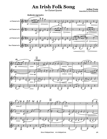 Foote Irish Folk Song Clarinet Quartet