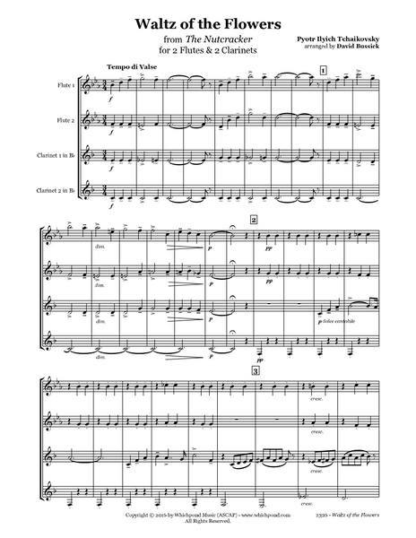 Nutcracker Waltz of the Flowers Flute/Clarinet Quartet