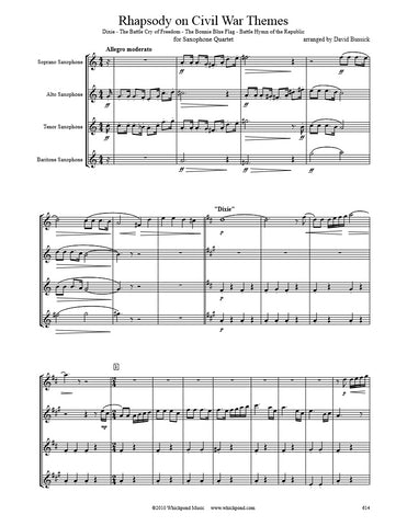 Rhapsody on Civil War Themes Saxophone Quartet