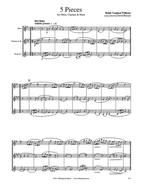Vaughan Williams 5 Pieces Oboe/Clarinet/Horn Trio