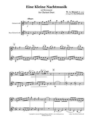 Mozart Eine Kleine Nachtmusik Clarinet Duet