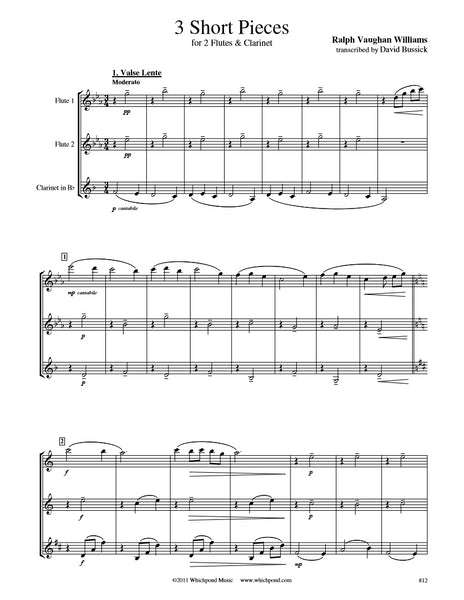Vaughan Williams 3 Short Pieces Flute/Clarinet Trio