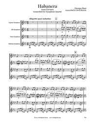 Bizet Carmen Habanera Saxophone Quartet