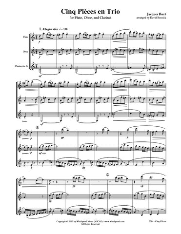 Ibert Cinq Pièces Flute/Oboe/Clarinet Trio