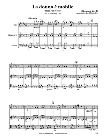 Verdi La Donna E Mobile Flute/Clarinet/Bassoon Trio