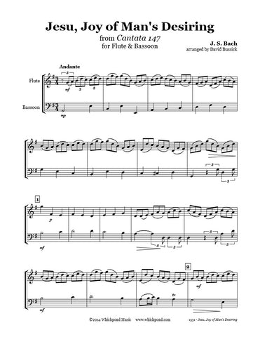 Bach Jesu Joy of Man's Desiring Flute/Bassoon Duet