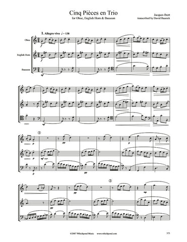 Ibert Cinq Pièces Oboe/English Horn/Bassoon Trio