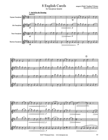 Vaughan Williams 8 English Carols Saxophone Quartet