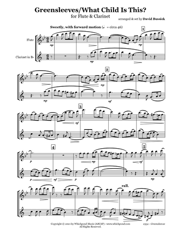 Greensleeves/What Child Is This Flute/Clarinet Duet