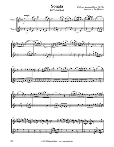 Mozart Sonata K. 292 Violin Duet