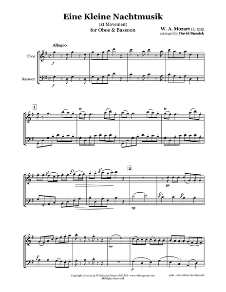Mozart Eine Kleine Nachtmusik Oboe/Bassoon Duet