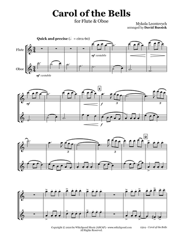 Carol of the Bells Flute/Oboe Duet