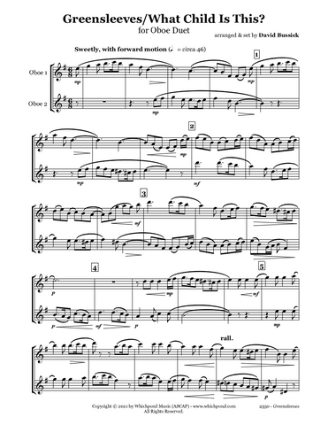Greensleeves/What Child Is This Oboe Duet