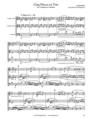 Ibert Cinq Pièces Trumpet/Trombone Trio