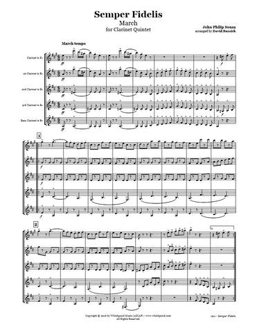 Sousa Semper Fidelis March Clarinet Quintet