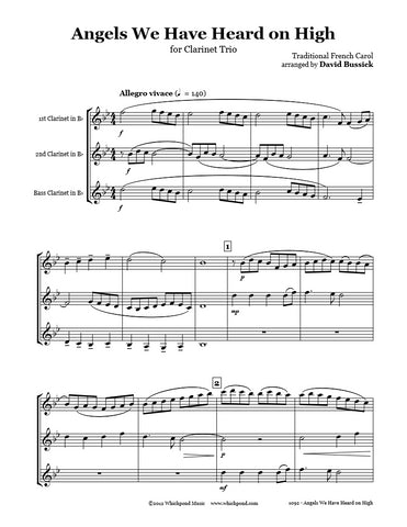 Angels We Have Heard On High Clarinet Trio
