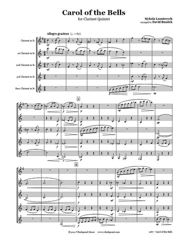 Carol of the Bells Clarinet Quintet
