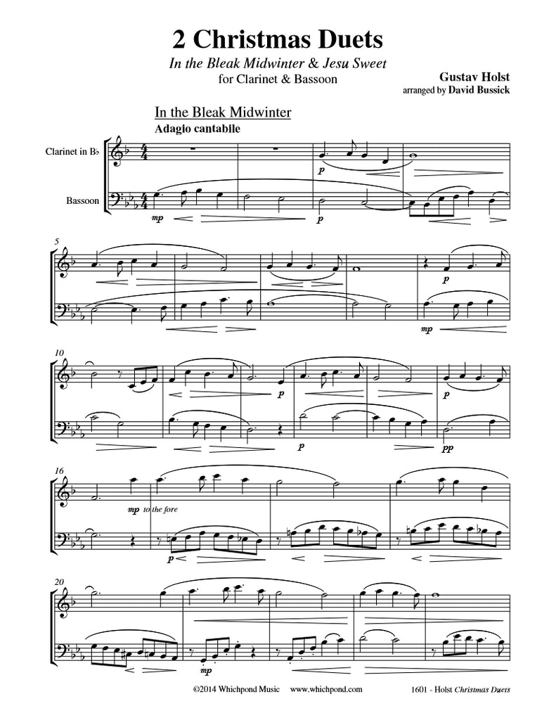 Holst 2 Christmas Duets Duet Whichpond Music