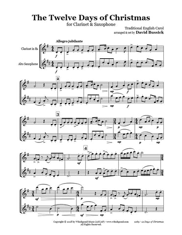 12 Days Of Christmas Clarinet/Saxophone Duet