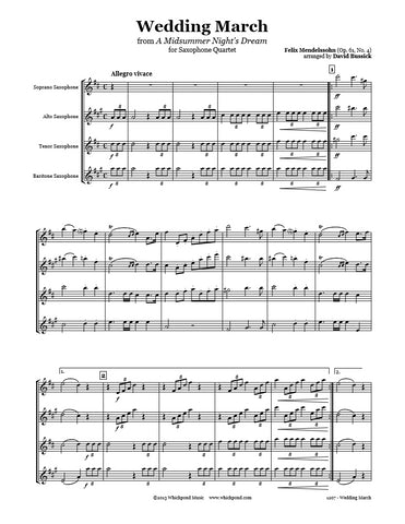 Mendelssohn Wedding March Saxophone Quartet