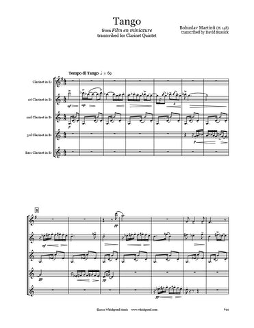 Martinů Tango Clarinet Quintet