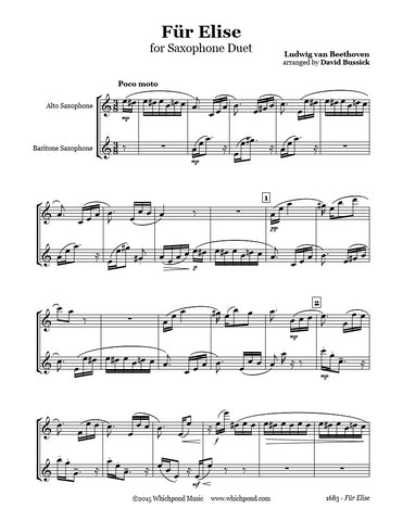 Beethoven Für Elise Alto/Baritone Sax Duet
