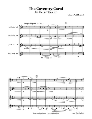 Coventry Carol Clarinet Quartet